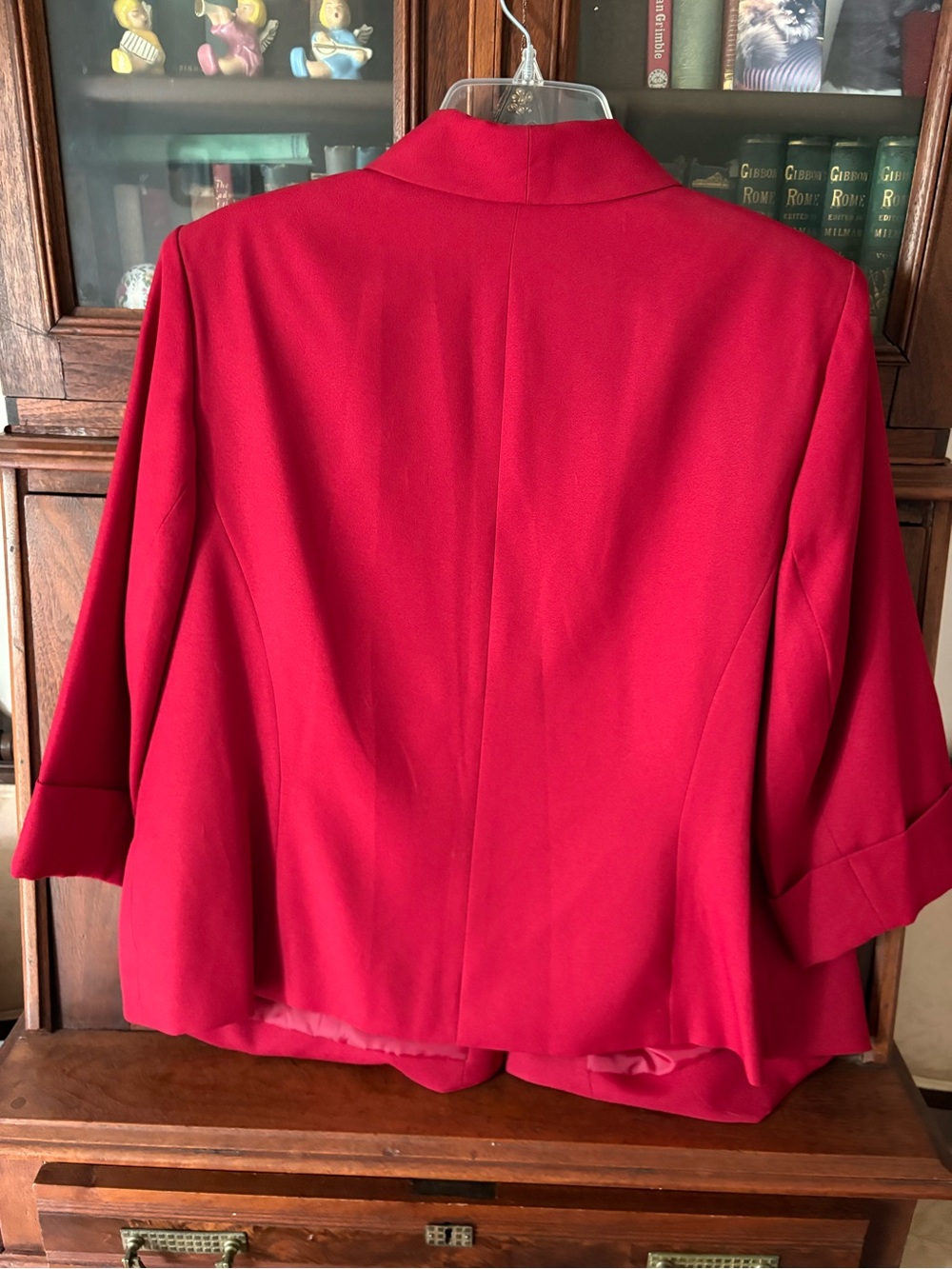 Kasper: 18W, NWOT Women's Red Open-Front Shawl Collar Blazer Jacket - Picture 3 of 3